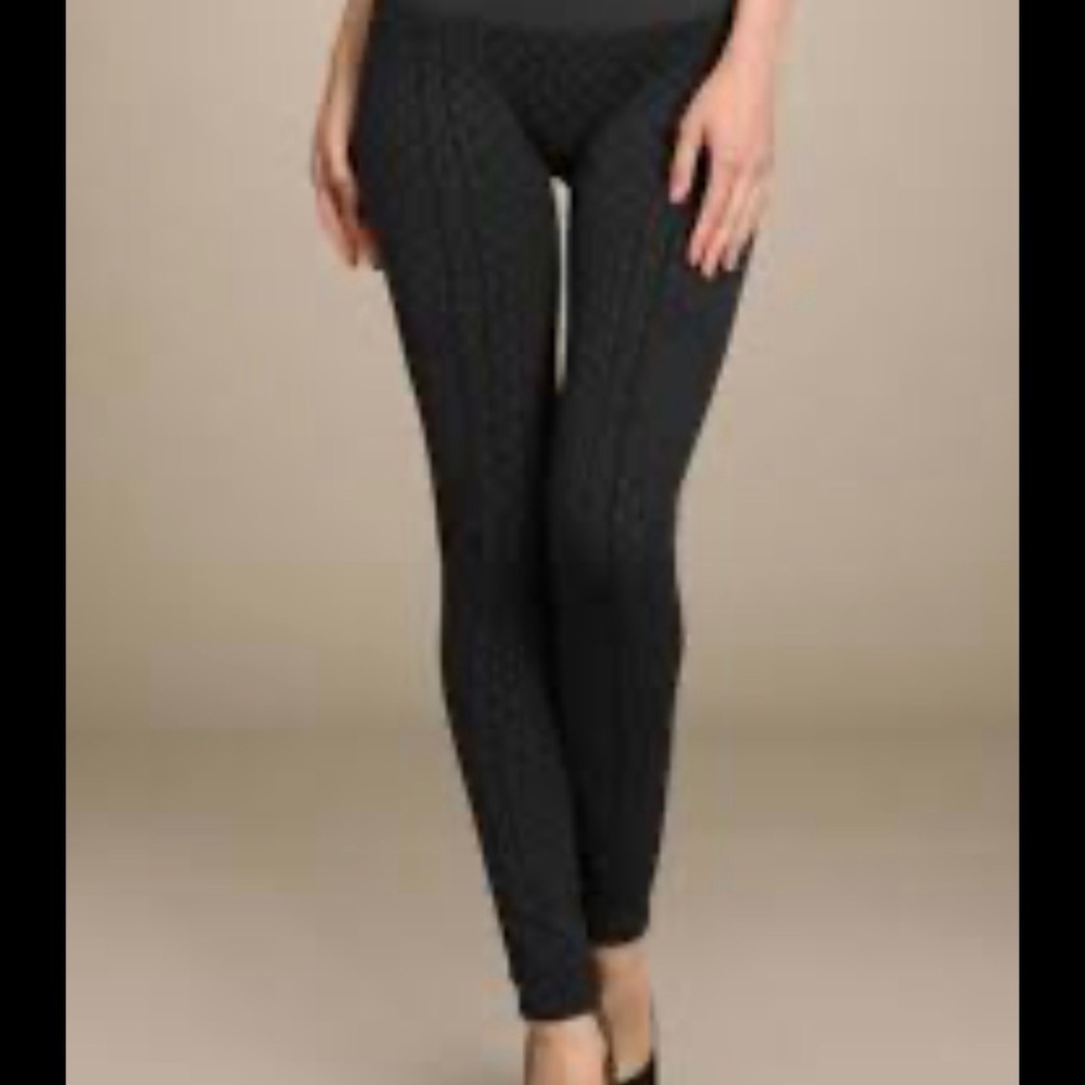 M. Rena Brown Geometric Tummy Control Seamless Modal Leggings B3990 One Size